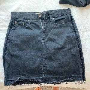 Gap Black Frayed Jean Skirt with Velvet Siding
